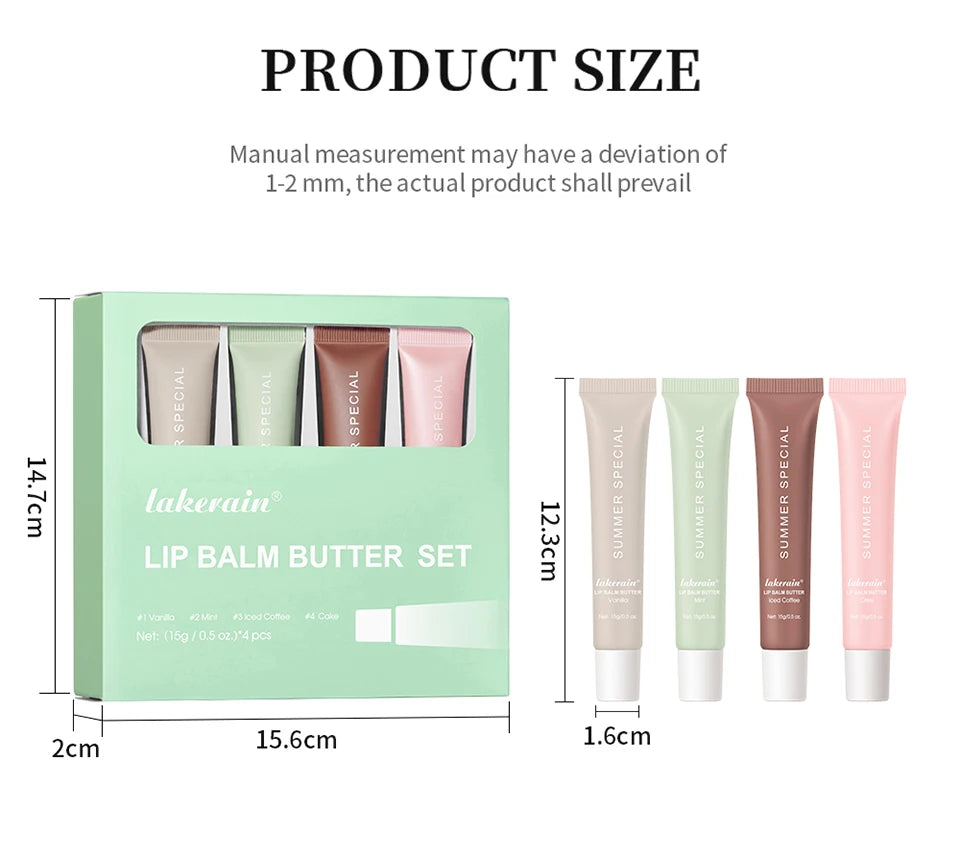 Lip Balm Set Four Pack Deep Moisturizing Lip Care Nourishing Color Lip Glaze Kit For Smooth Lips