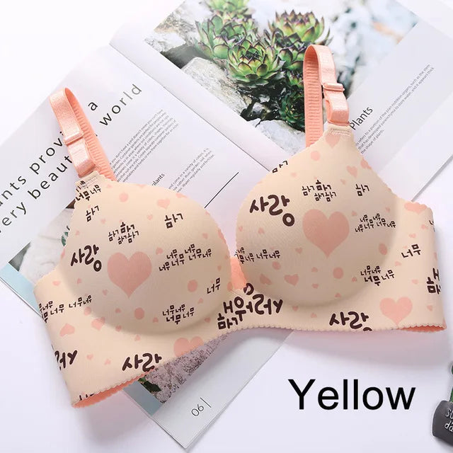 Women Floral Print Seamless Bra Wire Free Push Up Lingerie for All Seasons