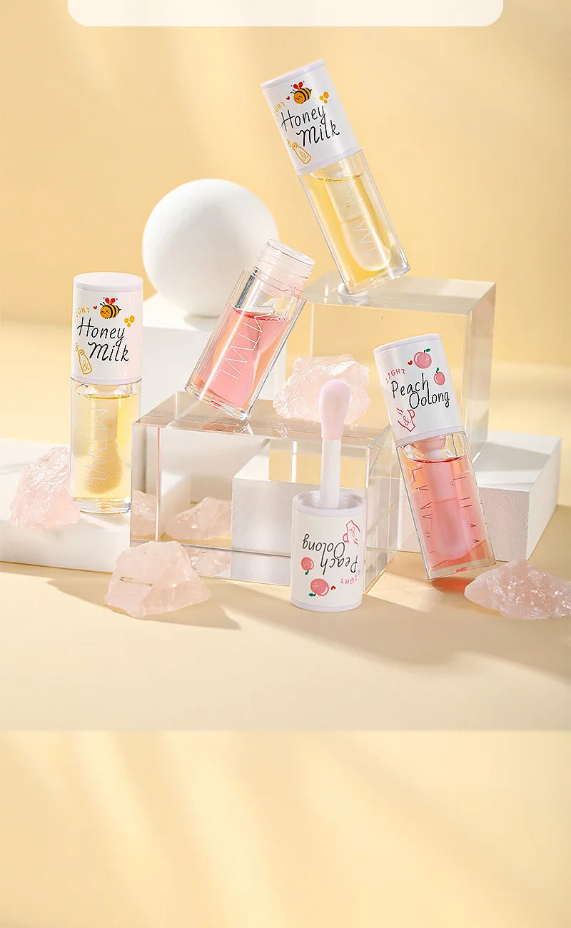 Peach Milk Honey Lip Oil Moisturizing Gloss Fades Lip Lines With Big Brush