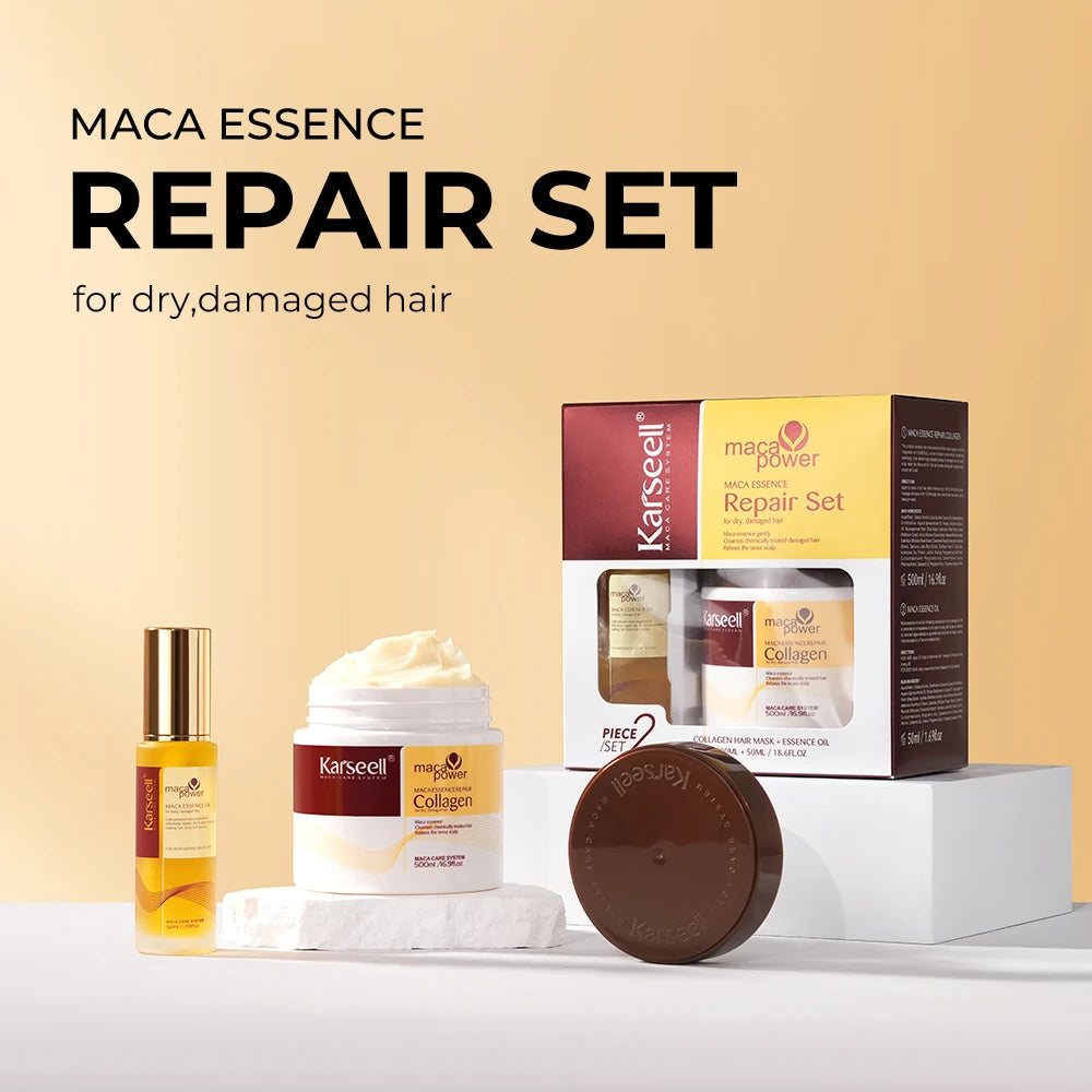 Karseell Collagen Hair Mask and Argan Oil Serum Set for Dry Damaged Hair