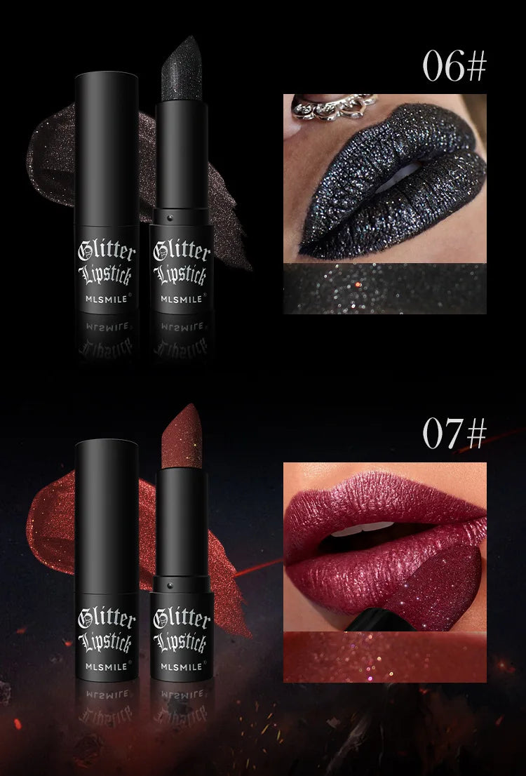 7 Colors Waterproof Glitter Lipstick Long Lasting Metallic Makeup for Women
