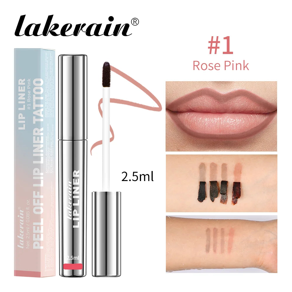 Waterproof Lip Liner Peel Off Tattoo Long Lasting Matte Lip Tint in Brown