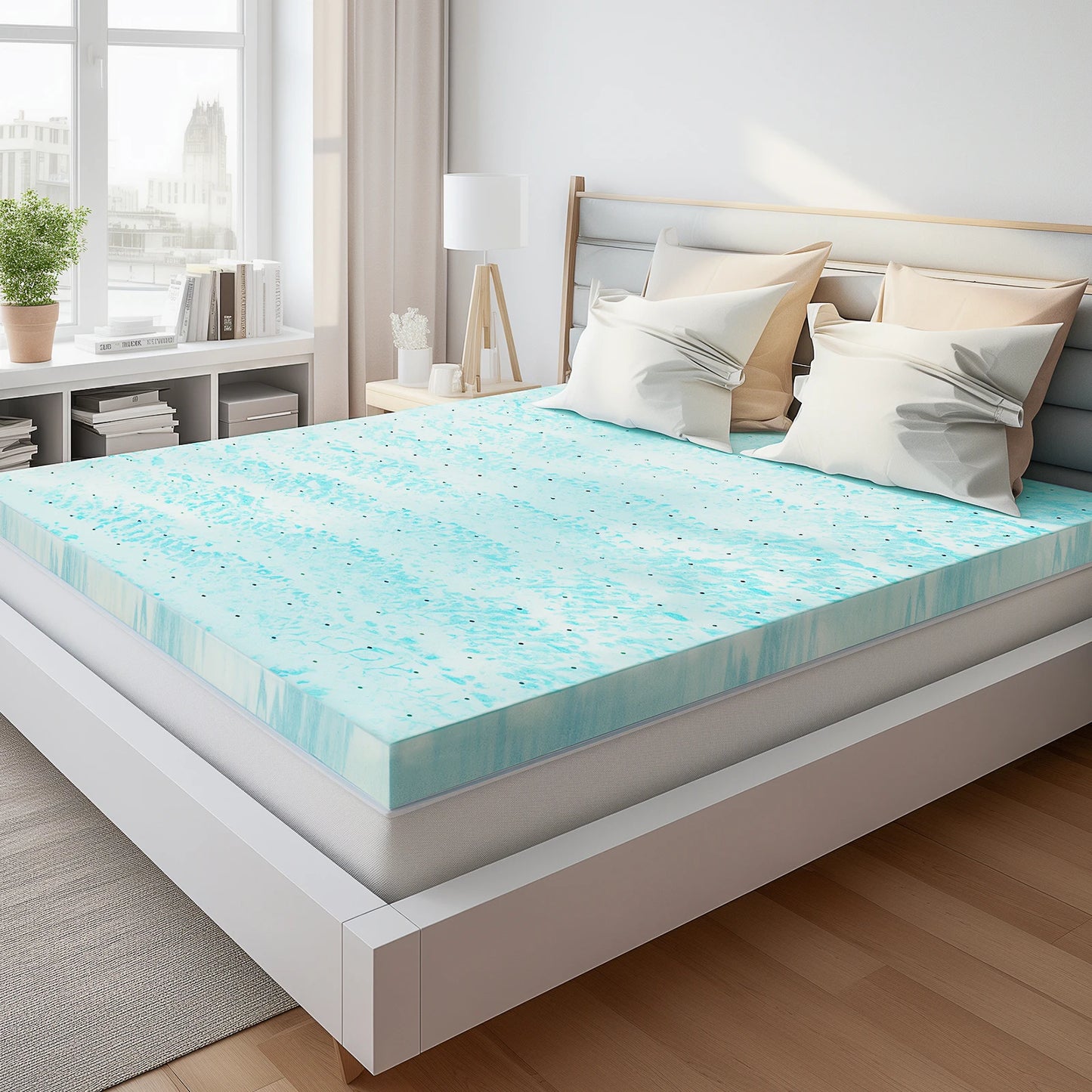 JHK Gel Memory Foam Mattress Topper 2-3 Inch Full Size Cooling Soft And Breathable Bed Topper For Bedroom Furniture
