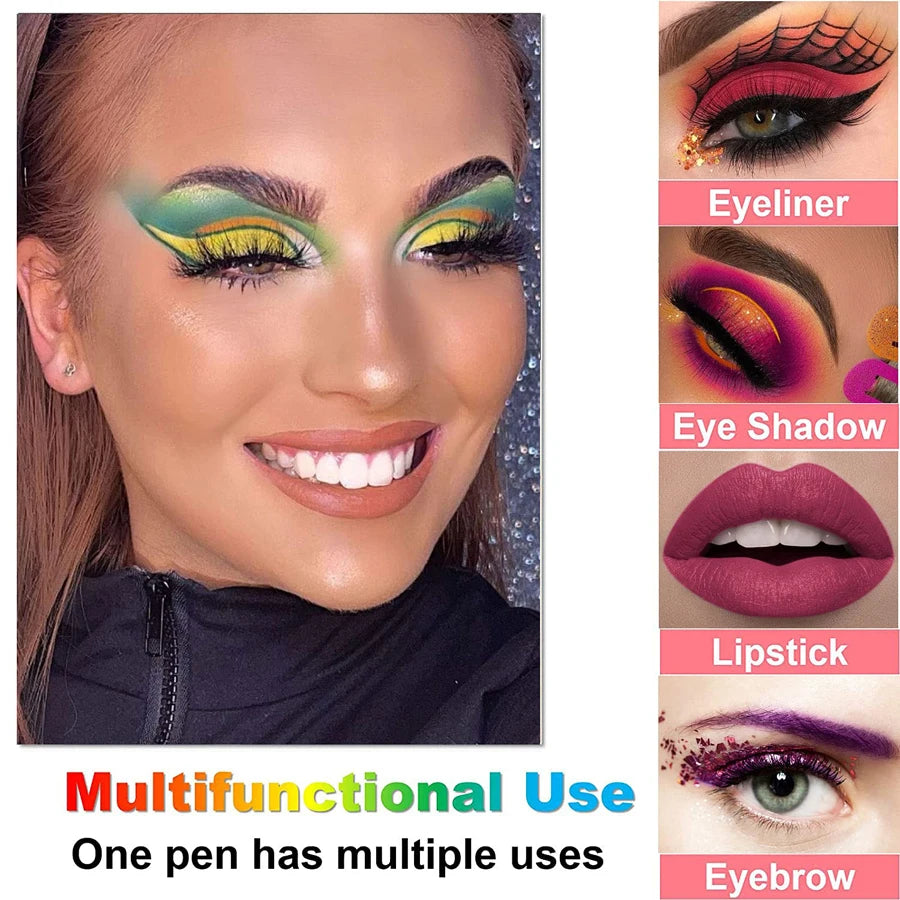 14-Color High Pigment Eyeliner Pen with Pearly Shimmer for Smokey Gothic Looks