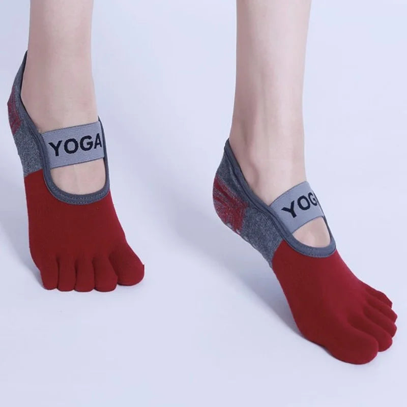 Women's Five Finger Yoga Socks with Anti Slip Design for Pilates Fitness