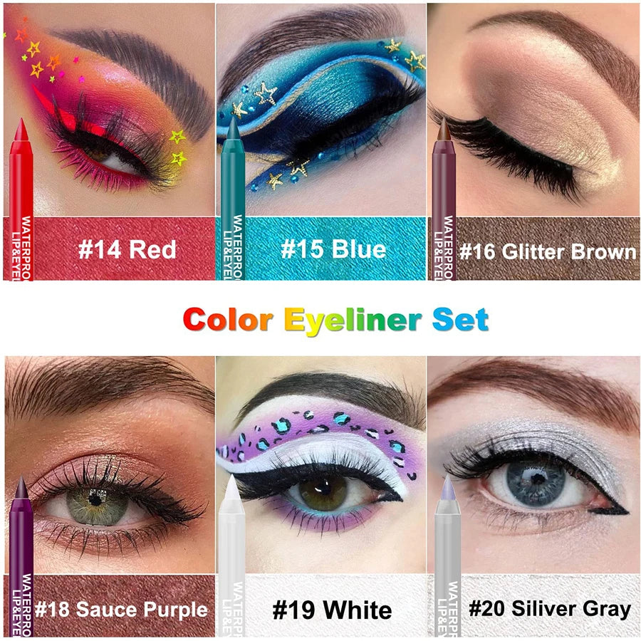14-Color High Pigment Eyeliner Pen with Pearly Shimmer for Smokey Gothic Looks