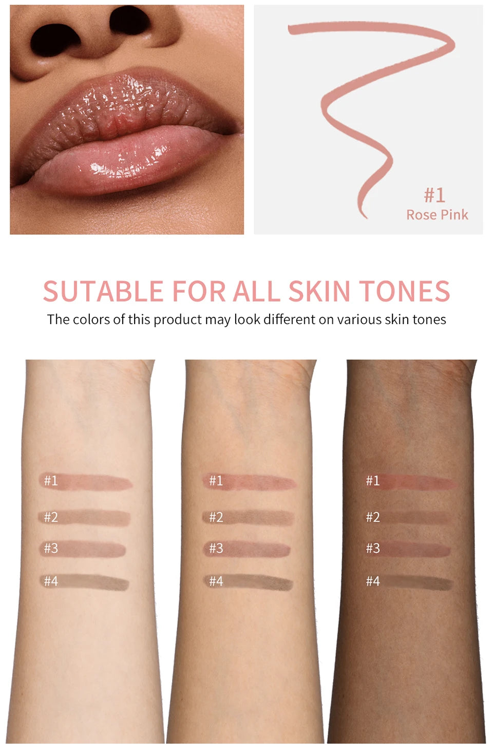 Waterproof Lip Liner Peel Off Tattoo Long Lasting Matte Lip Tint in Brown