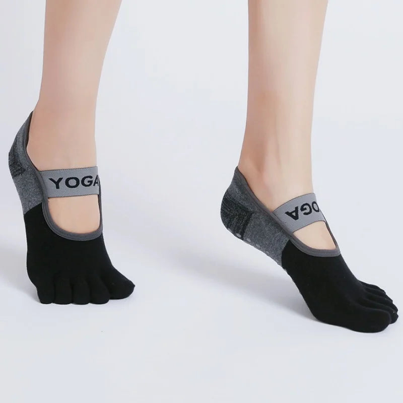 Women's Five Finger Yoga Socks with Anti Slip Design for Pilates Fitness
