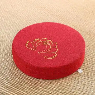 Round Yoga Meditation Cushion 40X6cm Linen Backrest Pillow for Relaxation