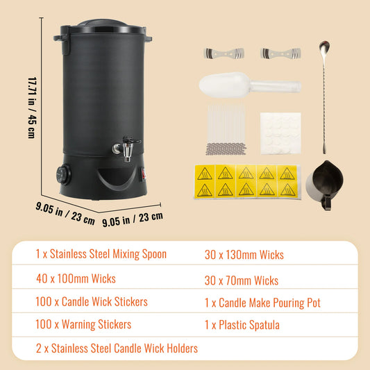 VEVOR 6.5L Wax Melter Large Electric Pot with Easy Pour Spout and Temperature Control