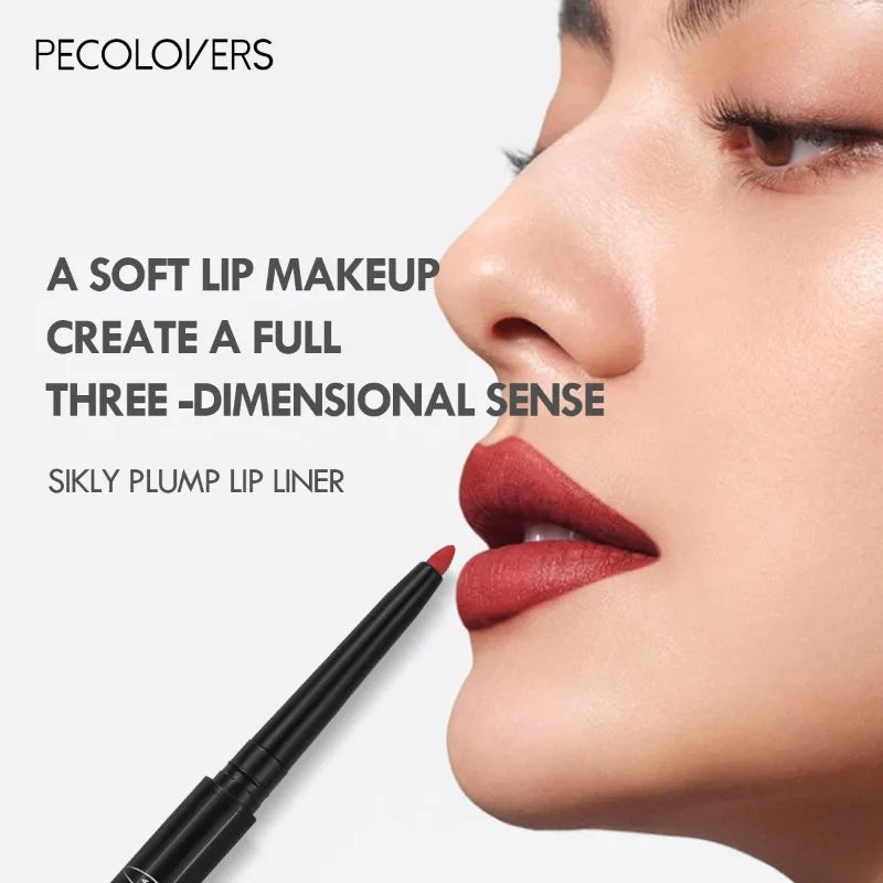 Waterproof Matte Lipliner Pencil in Red Long Lasting Non-Stick Moisturizing Tint