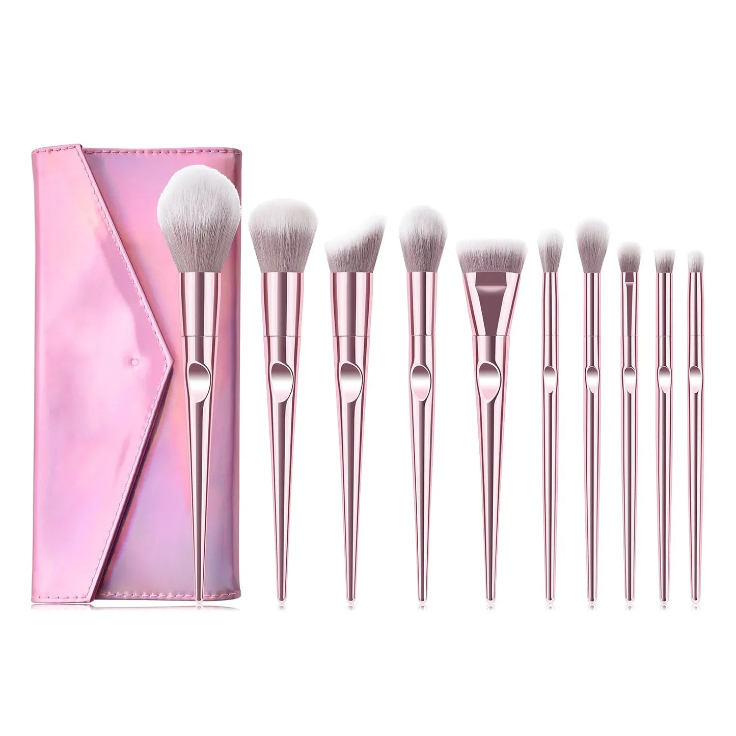 10 Pcs Pro Makeup Brushes Set With Bag Foundation Eyebrow Eyeshadow Tools For Professionals And Everyday Makeup