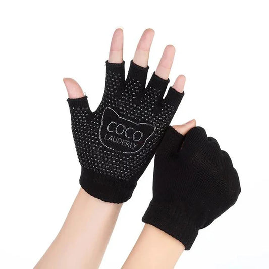 Cotton Half Finger Gym Training Gloves for Women Non Slip and Sweat Absorbent