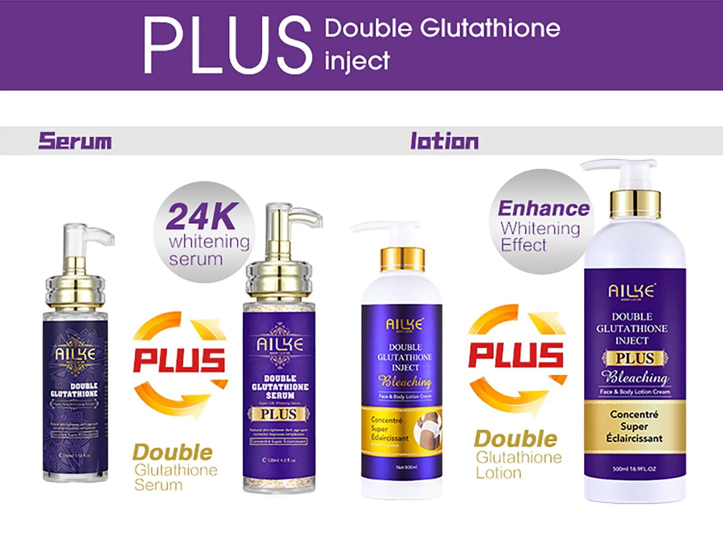 AILKE Glutathione Bleaching Cream Advanced Lightening Lotion for Glowing Skin